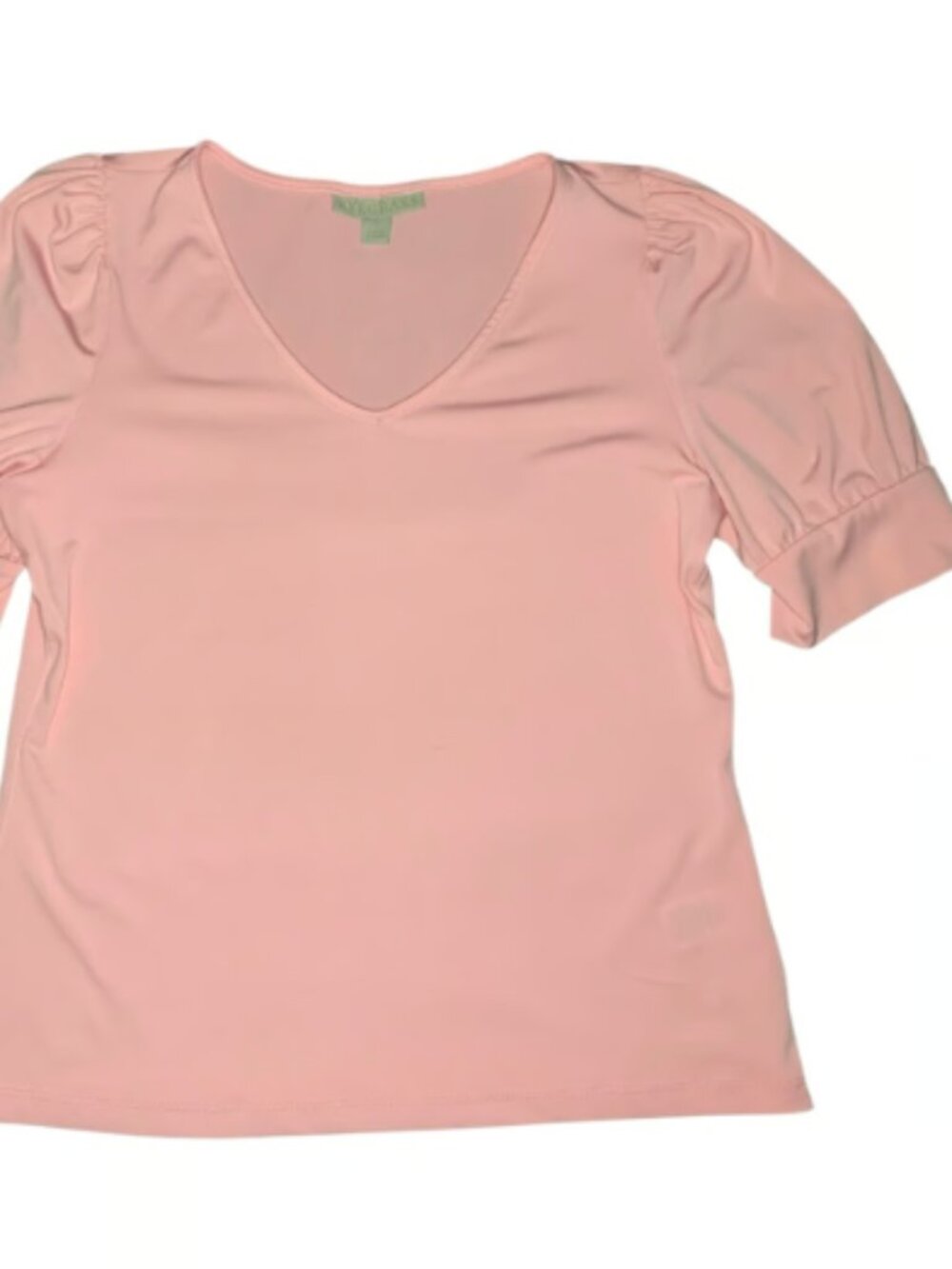 Ryegrass Women's stretchy puff-sleeve V-neck blouse pink pastel color size S